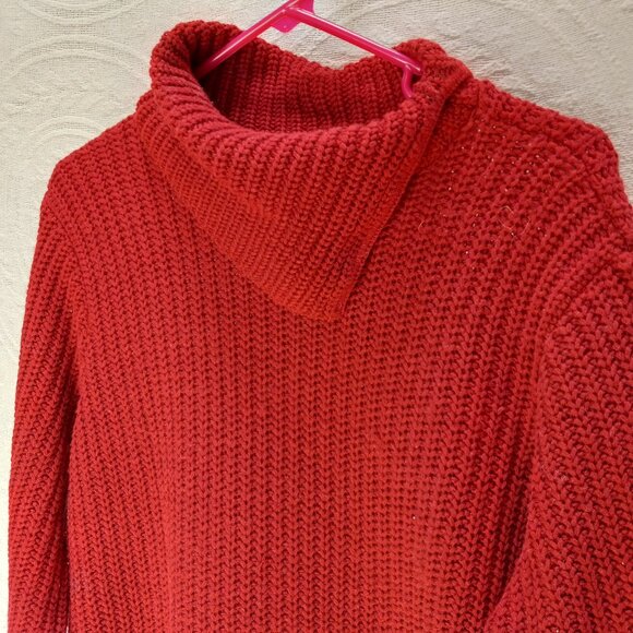 Bobbie Brooks Rusty Red Thick Knit Fold-Down Collar Sweater Sz-LG (T-389) - Picture 5 of 11
